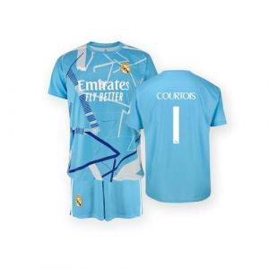 Real Madrid Ensemble Maillot et Pantalon de Gardien Dorsal 1 COURTOIS 2024/2025 - Réplique Officielle Produit sous Licence - Enfant (8 Ans) (RAMBLABARCELONA, neuf)