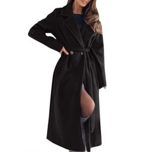 G&eacute;n&eacute;rique Trench Coat Femme Long Mi Saison Blouson Couleur Unie Matelass&eacute;e Veste De Transition Automne Manteau Femme Hiver Chic avec Ceinture Parka Jacket Coat Chaud &Eacute;l&eacute;gant Avec Poches L&eacute;g&egrave;re S-XXL (TUSEULOC, neuf)