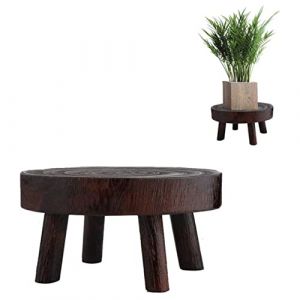 Pesoncarl Support pour pot de fleurs, mini tabouret rond d&eacute;coratif en bois, support de plantes en bois, tabouret de jardinage, supports de plantes d'int&eacute;rieur, pot de fleurs de jardin vintage en grain (Liangji-EU, neuf)