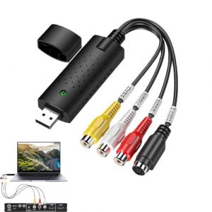 ZFRITP Convertisseur VHS vers Num&eacute;rique, Video Grabber USB 2.0, Carte De Capture Vid&eacute;o Audio Hi8 VHS vers DVD avec Connecteurs RCA/S-Video pour Cassette Vid&eacute;o, Pc, DVD, Windows Xp/7/8/10 Et Mac (DanLanYi, neuf)