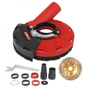 Aidelife Capot de Protection Meuleuse Angulaire 115/125mm avec bague d'adaptation et connecteur d'aspirateur +Disque Diamant à Meuler Béton 125mm (Aidelifetool, neuf)