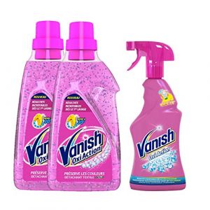 VANISH Pack Détachant Textile Gel Oxi Action Gold 30° 1,5L x 2 + Détachant Textile Avant-lavage Oxi Action Pistolet 750 ml (Stock Bureau Maison Bien-être, neuf)