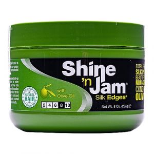 Ampro Shine-n-Jam Edges - Excellent for Taming Fringe, Ponytails, and Updos - Provides Firm Hold with Non-Greasy Shine - Moisturizes and Smoothes Hair with Silk Proteins - 227 g (Online Wellness Ltd, neuf)