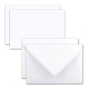 FarbenFroh by GUSTAV NEUSER 25x carte avec enveloppe jeu de cartes individuelles DIN A7-10,5x7,3 cm - blanc brillant avec enveloppes lettres C7 adhésif humide étiquettes cadeaux idéales (GUSTAV NEUSER GmbH, neuf)