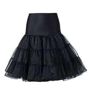 Boolavard Jupon Femme Style année 50 Jupon Rockabilly Jupe Tutu Vintage (FR/ES, Alpha/Lettres, Grand, TTG, Taille Normale, Taille Normale, Noir) (Boolavard, neuf)
