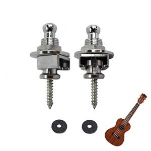 Naisfei 2 Pièces Sangle de Guitare Bouton Serrures de Sangles de Guitare en Métal avec Vis et Coussins en Caoutchouc pour Guitare Acoustique Electrique Basse Ukulélé (xuhuastore, neuf)