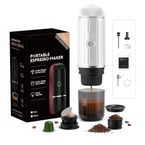 HAILASRE Machine à expresso électrique portable, système d'extraction auto-chauffant 2 en 1, machine à café expresso Crema Nespress, supporte le café moulu et la capsule NS, ME2218 (blanc) (HAILASRE Direct, neuf)