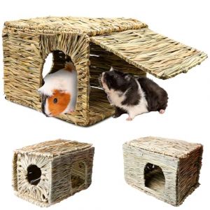 Maison En Herbe Pour Lapin, Grande Maison En Herbe Pour Cochons D'inde, 30*23*20 Cm Grande Cabane En Herbe, Très Grande Maison Foin Lapin Herbe Maison Pour Lapin, Cochon D'inde, Chinchilla, Furet (CEANNA, neuf)