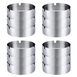 Cendrier, 12 Pi&egrave;ces 8cm Cendrier Rond en Acier Inoxydable, Cendrier en Acier Inoxydable, pour Les Bars, Les Restaurants Et Les Chambres &agrave; Coucher, pour l'int&eacute;rieur Et l'ext&eacute;rieur (SONGYANG STORE, neuf)