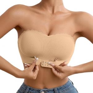 Soutien Gorge sans Armature avec Grande Taille Bretelle Transparente Maxi Push Up Soutien-Gorge Bandeau Dos Nu Complexe Bretelles Invisible Amovible Anti Glisse Femme Poitrine Soutif (juhdf, neuf)