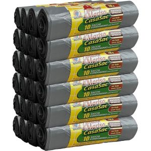 CSC - Sac Poubelle 110L avec Lacets, 240 Pi&egrave;ces, Sac Tri S&eacute;lectif Int&eacute;rieur et Ext&eacute;rieur 70x110cm, Anti-Goutte et Anti-Perforation - Sacs &agrave; D&eacute;chets Grands et R&eacute;sistants, 24 Rouleaux, Gris (C.S.C. SOC. COOP., neuf)