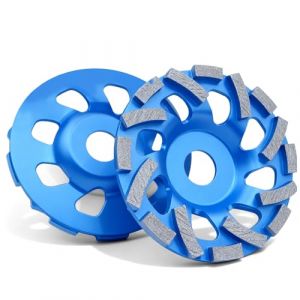 Lot de 2 meules diamant&eacute;es 125 mm pour b&eacute;ton, pierre, pierre naturelle, colle &agrave; carrelage, ma&ccedil;onnerie, avec disque abrasif diamant&eacute; extra rapide, pour meuleuse d'angle avec al&eacute;sage de 22,23 mm (RAMONISA SHOP, neuf)