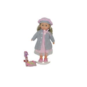 Pioupiou et Merveilles&ndash; Dimian&ndash; Poup&eacute;e Bambolina en Manteau Gris &ndash; 46 cm &ndash; Une poup&eacute;e Qui Parle, Chante et raconte Cendrillon &ndash; 100 Mots et 3 chansons &ndash; Accessoires pour Cheveux &ndash; Texture Souple (Kotryna, neuf)