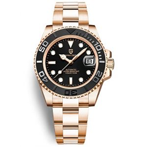 Montre Homme Pagani Design Montre M&eacute;canique Automatique Mouvement &Eacute;tanche 100M Verre Saphir Lunette C&eacute;ramique Acier Inoxydable Montre de Plong&eacute;e PD-1651 Yacht Master(RoseOrAcier) (pingxiangshijieweisimaoyiyouxiangongsi, neuf)