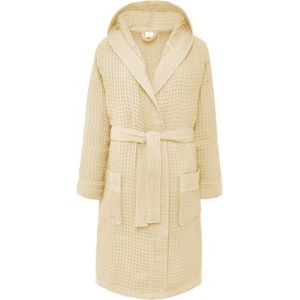 HOME ZEN HOUSEHOLD LINEN Peignoir en coton nid d'abeille avec capuche, léger et super absorbant, disponible en 8 couleurs, tailles S-XXXL, Crème, XXXL (EUROSTYLE, neuf)