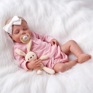 JIZHI Poupées Reborn 20 Pouces Reborn Mignonnes Filles Corps Doux Poupées Nouveau-nées Réalistes Poupées Bébé Endormies avec Vêtements et Accessoires de Jouets Rose Mignonne Vraie Vie Bébé Poupée (SKYbaby, neuf)