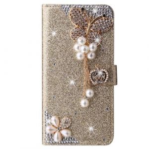 BLOTECH for Huawei Y6P Coque en Cuir Glitter Etui Housse Papillons Design Luxe Bling Glitter Paillettes Diamant Hybrid PU Cuir Housse Etui Fermeture Magn&eacute;tique pour Carte pour Huawei Y6P Or (Bolong, neuf)