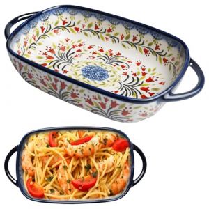 Petite cocotte en c&eacute;ramique: Plat &agrave; four en c&eacute;ramique r&eacute;sistant &agrave; la chaleur de 730 ml avec deux poign&eacute;es Plats &agrave; lasagnes en porcelaine. Plat &agrave; lasagnes rectangulaire avec imprim&eacute; floral (Probuy Hot Limited, neuf)