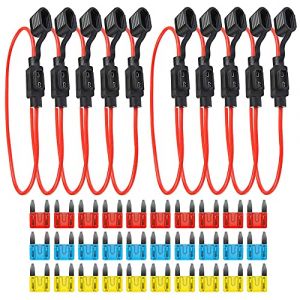 GTIWUNG 10Pcs 16AWG Porte Fusibles Petit Lame Enfichable Etanche avec Fil, 32V Support Porte Fusible Lame, Voiture Boîtes de Fusibles à Lame (GTIWUNG-FR, neuf)