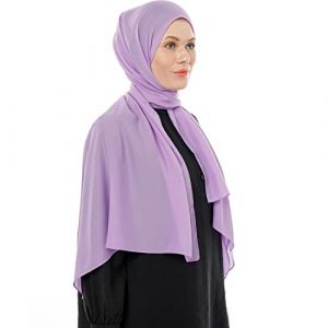 Hijab En Mousseline Pour Femme - Hijab Femme Musulmane Voile Violet Clair - &Eacute;charpe L&eacute;g&egrave;re Pour Dames - Foulards Islamiques Modernes En Mousseline Pour Dames - Ch&acirc;le Pour Robe De Pri&egrave;re (Violet Clair) (ShawlFactory, neuf)