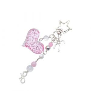 ESTCNK Porte-clés tendance en forme de cœur avec paillettes - Accessoire de mode pour femme - Usage quotidien, rose, As show (Glowxiaoyun, neuf)