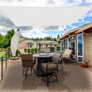 Voile d'ombrage Imperméable 3 x 4.5 m 95% Protection UV Imperméable et Coupe-Vent Toile Solaire Voile avec Oeillets et Cordons pour Jardin/Pergola/Patio Lawn/Pet House, Blanc (LvLiangYanJunDianZiShangWuYouXianGongSi, neuf)
