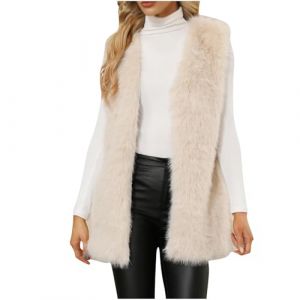 Wyongtao Gilet Femme En Fausse Fourrure Sans Manches Manteau Femme Fourrure Épais Et Chaud Veste Polaire Femme Shaggy Sherpa En Peluche Gilet Duveteux Teddy Ample Et Confortable Cardigan Blouson (Wyongtao❖, neuf)