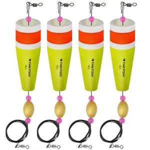 THKFISH Flotteur Peche en Mer Bouchon Peche Flotteurs Pond&eacute;r&eacute;s Popping Cork Bouchon de Peche Truite 4 Pi&egrave;ces Jaune-35g (CWFISHING, neuf)