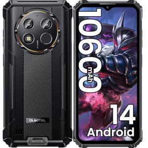 OUKITEL WP28E Téléphone Portable Incassable 2025 Android 14, 10600mAh/18W, 16Go RAM +64Go ROM/1To, Smartphone Incassable 6.52" Écran, Caméra 13MP, Telephone de Chantier Dual SIM/GPS/NFC/OTG - Noir (OUKITEL Super Store, neuf)