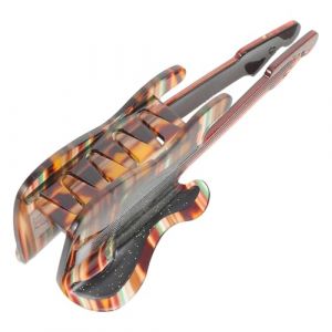 Mikinona Pince &agrave; Cheveux Musicale en Ac&eacute;tate L&eacute;ger, Barrette Griffes Taille Moyenne Couleur &Eacute;caille de Tortue de Guitare, Accessoire Coiffure Femme et Fille pour Festival et Usage Quotidien (Dawn Cedar, neuf)