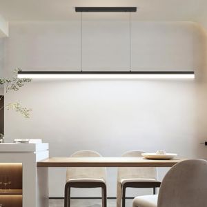 Mikeru 150cm Lumières De Table De Billard, Luminaire Suspendu Linéaire LED 10%-100% Dimmable Luminaire Suspendu Réglable En Hauteur Avec Fonction Mémoire 3000k/4500k/6000k Pour Le Salon (Mikeru FR-Store, neuf)