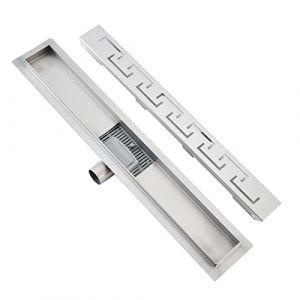 Plumbsys Caniveau de douche en acier inoxydable Longueur 60 cm, Caniveau de vidange pour salle de bain, Siphon de douche avec arrêt d'odeur et filtre à cheveux, extra plat, drainage rapide, argent (Plumbsys online, neuf)