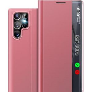 Qissy Coque S24 Ultra pour Samsung S24 Ultra Etui Clear View Cover &agrave; Rabat &Eacute;tui Housse Galaxy s24 Ultra Mince Flip Folio B&eacute;quille Stand Support Coque pour Samsung Galaxy S24 Ultra 5g Case (Rose) (Qissy-FR, neuf)
