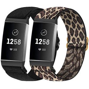 SITAFU Lot de 2 bracelets compatibles avec Fitbit Charge 3/Fitbit Charge 4 pour homme et femme - En nylon élastique réglable et extensible - Pour Fitbit Charge 4/Fitbit Charge 3 (Goflyer, neuf)