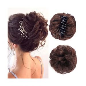 Postiches Cheveux Chignon Postiche synthétique à pince for Chignon salissant, postiche ondulée et bouclée, Extensions de queue de cheval, chouchou for femmes Postiche Chignon(2M33) (humeiouzhou2024, neuf)