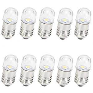 GutReise AC/DC E10 Ampoules, 10pcs 4.5V Blanc chaud E10 Ampoules de Rechange Miniature Vis Lampes LED 65Lm (4.5V, Blanc chaud) (GutReise, neuf)