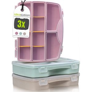 idea-station boite compartiment plastique 3 pieces / 19 x 15 cm - pastel - boite de rangement compartiments (Idea-Station, neuf)