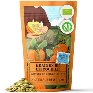 NaturaleBio Graines de Courge 1kg | 100% Bio, Vegan, Sans Gluten, Non-OGM | Riche en Nutriments, Antioxydants | Favorise la Santé du Cœur, Sang, Os | Idéal pour Cuisine, Pâtisserie ou Collation Saine (NaturaleBio, neuf)