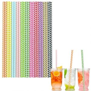 100 pi&egrave;ces Pailles Carton Jetables Biod&eacute;gradable Recyclable,M&eacute;lange Vagues Pailles en Papier Kraft de &Eacute;cologique pour Cocktail Jus Caf&eacute; Smoothie,pour Anniversaire, Mariage, No&euml;l,Douche de B&eacute;b&eacute;,F&ecirc;te (TZY Official store, neuf)