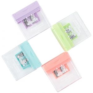 AYNKH 4 PCS Taille-crayon Avec Récipient,Double Trou (8 mm - 12 mm),Taille-crayon Rotatif Spécialisé Portable pour Enfants, Adultes,l'Ecole,la Maison et le Bureau (Violet,Vert,Rose,Bleu) (AYNKH., neuf)