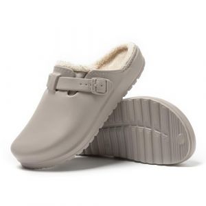 JOMIX Sabot Fourrure Femme Homme avec Boucle en Caoutchouc EVA Chaussons Fourrure Femme Homme Hiver Pantoufles Femme Imperm&eacute;able Chaude Confortable (Gris, 37) (JOMIX EUROPE, neuf)