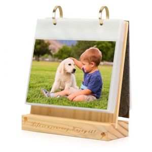 ZEEYUAN Calendrier Album Photo 13x18 en Bois Bureau Album Photo Traditionnel 60 Pochette Photos Cadre Photo 13X18 &agrave; Poser (UK ZeeYuan, neuf)