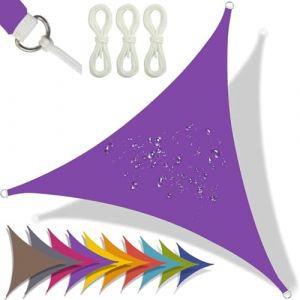 SHENJIE Voile D'ombrage Triangulaire 3x3x4,3m Toile Ombrage Imperméable Protection 95% UV pour Patio Jardin, Terrasse,Extérieur, Balcon, avec Corde Violet (HAI  FEI, neuf)