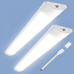 Viugreum 90cm Reglette LED Connectable 2 Pièces, 30W 6500K Blanc Froid Tube Neon Led Barre, Éclairage Plafond Lampe Etanche IP54, Lumiere pour Garage Atelier Bureau Cuisine Cave Intérieur Extérieur (Viugreum-EU, neuf)