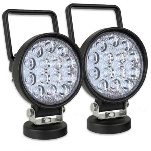 Willpower 2 Pcs Flood Phare de Travail LED, 4 pouces 42W avec Base magn&eacute;tique Feux led, Barre lumineuse de travail pour 4x4 Voiture Camion SUV Bateau Camping (LJ-EU, neuf)