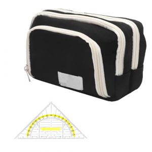 YUZHEDM Grande Trousse, avec R&egrave;gle Triangulaire, Trousse Scolaire, Plumier, Affaire Scolaire, Id&eacute;al pour Les Anniversaires, la Rentr&eacute;e Scolaire, la F&ecirc;te des Enfants, No&euml;l et Thanksgiving (Noir) (YUZHEKJ, neuf)