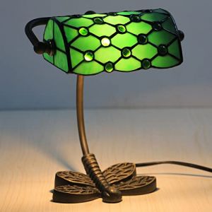 Uziqueif Vert Lampe de Banquier, Vintage Verre Lampe Tiffany, Traditionnelle Lampe banquier pour Bureau bibliothèque étude Bureau Chambre (Uziqueif home decoration, neuf)