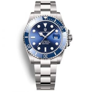 Pagani Design Hommes Montre Automatique Business &eacute;tanche analogique Montre Automatique Mouvement c&eacute;ramique Lunette tournante Verre Saphir en Acier Inoxydable Montres de Luxe. (Bleu) (RollsTimi Outlet Store, neuf)