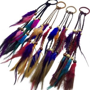 Bohème Bandeau de Plumes Femme Bandeau Plume Coiffe Indienne Bandeaux Hippie Coiffe Serre-tête Indien Headband Fantaisie Cheveux Bohème Carnaval Costumes Accessoires pour Femmes Filles (ZARAUE, neuf)