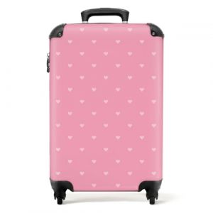 NoBoringSuitcases.com&reg; Valises, Bagages a Main Cabine 55x35x25 10kg, Luggage, Suitcase, Rigides 4 roulettes, De Voyage, Cadenas Avion, Ultra l&eacute;g&egrave;re, Polycarbonate, Poign&eacute;e Extensible, Motif c&oelig;ur (NoBoringSuitcases, neuf)